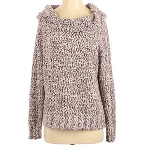 SIENNA SKY Sweater Red White Popcorn Knit Wide Cowl Neck Pullover Women's MED